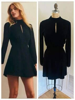 REFORMATION Ottessa Long Sleeve Wrap Skirt Mini Dress in Black, Sz Large